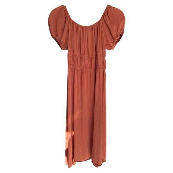 EUC Böhme rust midi puff sleeve peasant style dress size XS - Picture 3 of 3